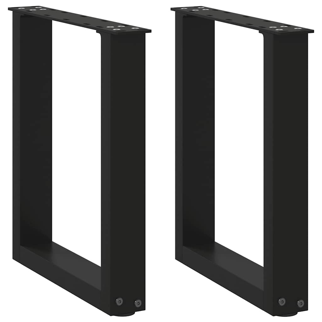 Pés para mesa de centro em formato de u, 2 peças, preto, 28x(42-43) cm, aço