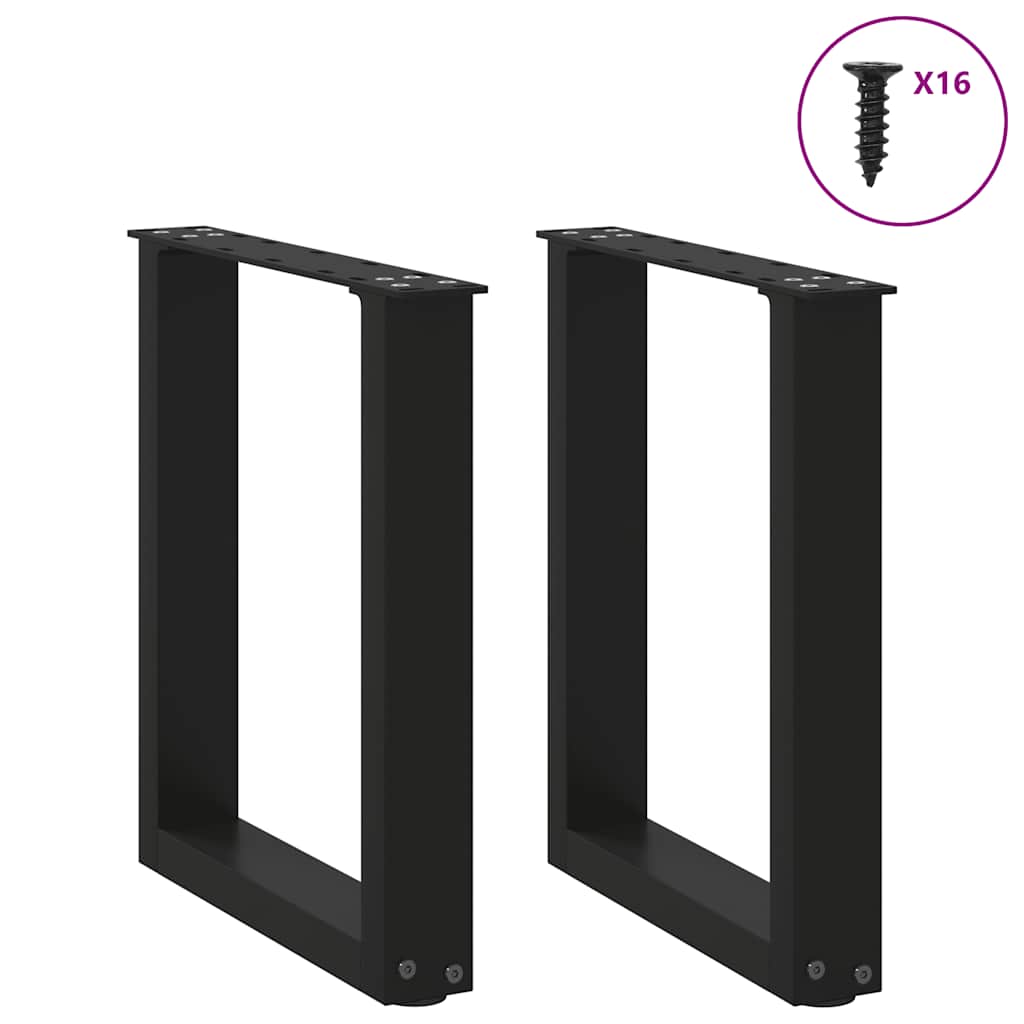 Pés para mesa de centro em formato de u, 2 peças, preto, 28x(42-43) cm, aço