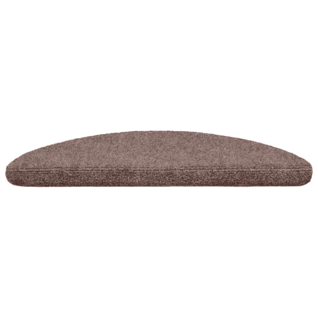 Tapetes de escada autoadesivos 10 peças 56x17x3 cm marrom claro meia-lua