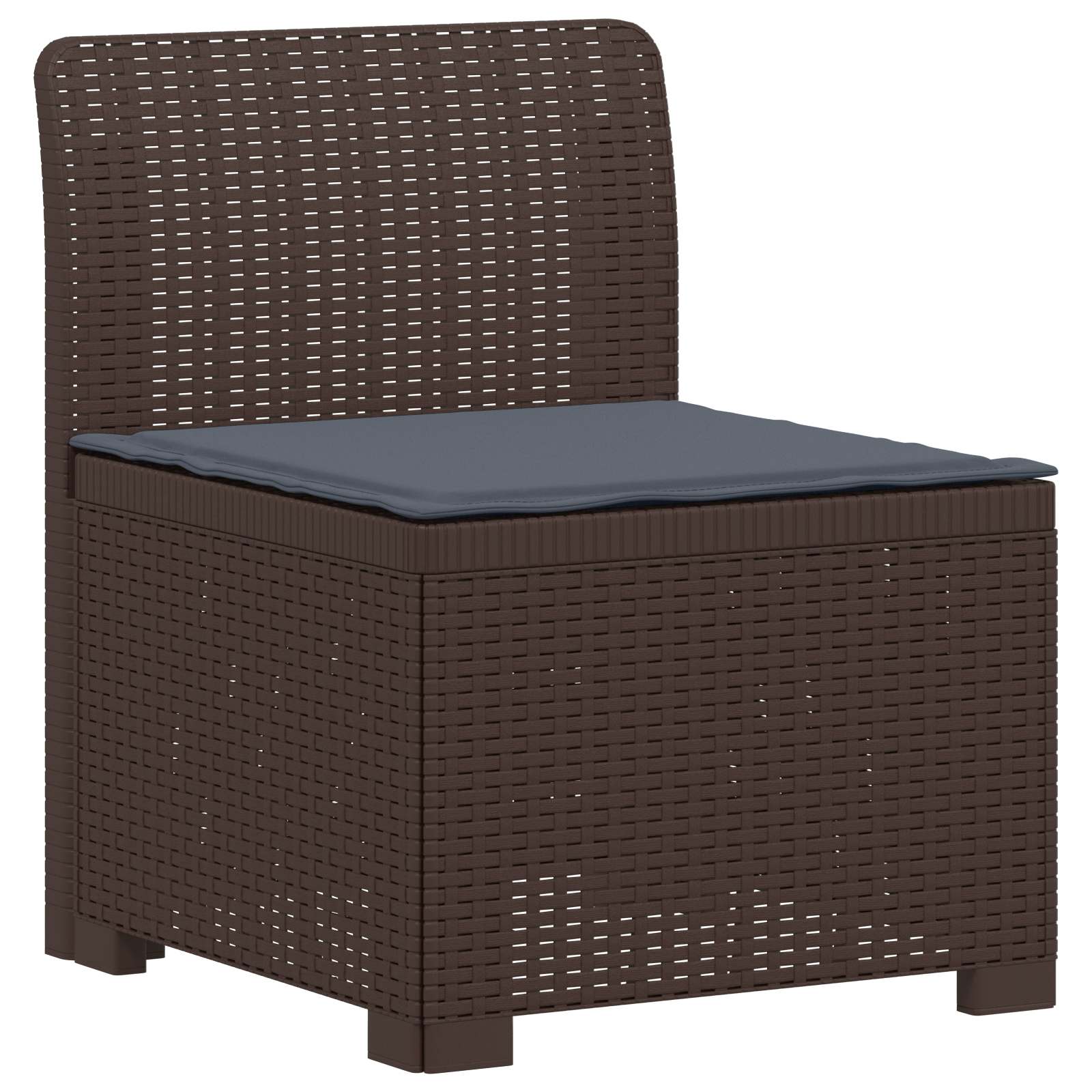 Sofá de jardim 1 lugar com almofada look rattan PP castanho