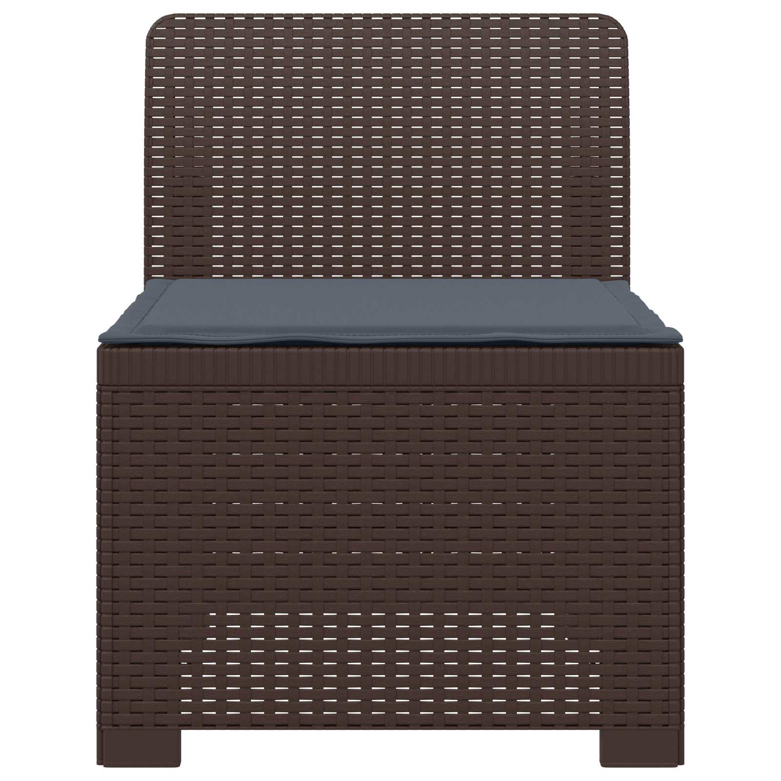 Sofá de jardim 1 lugar com almofada look rattan PP castanho