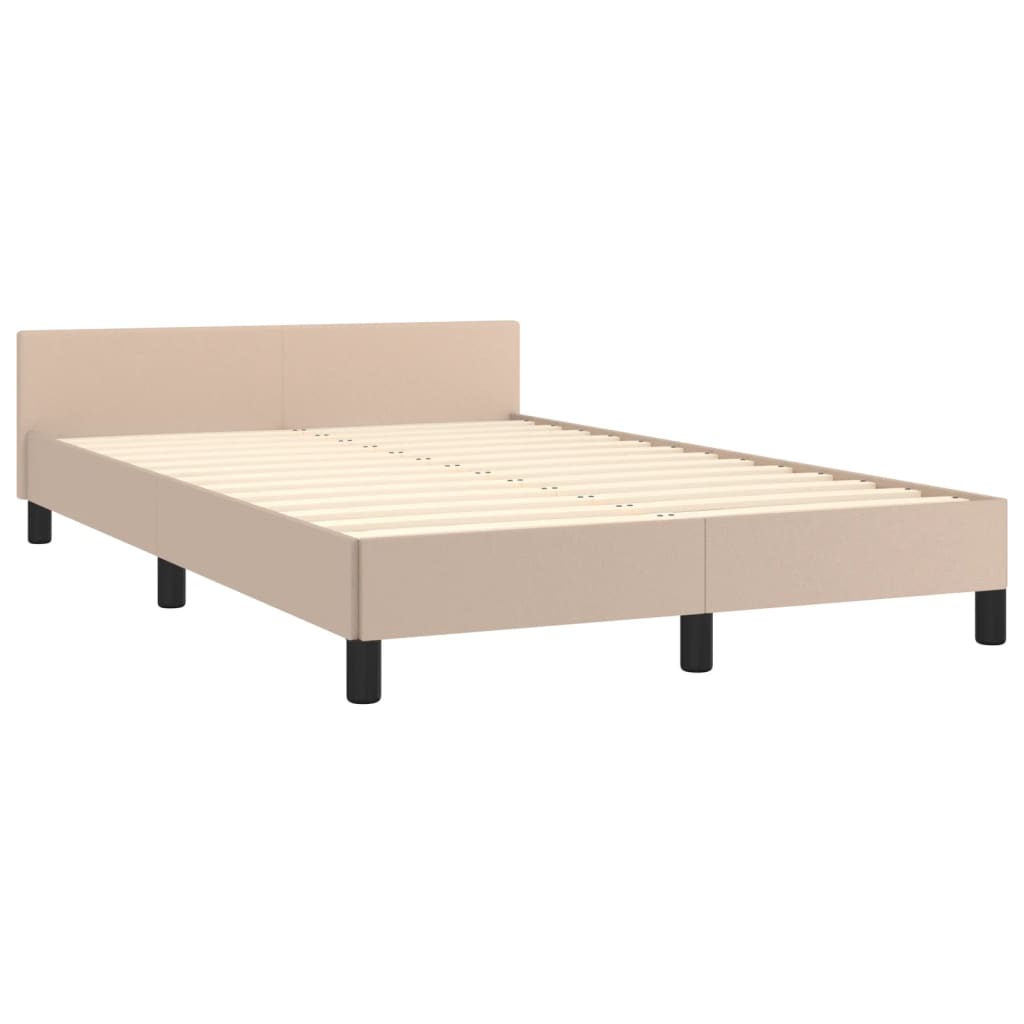 Estrutura de cama sem colchão 120x190cm couro artif. cappuccino