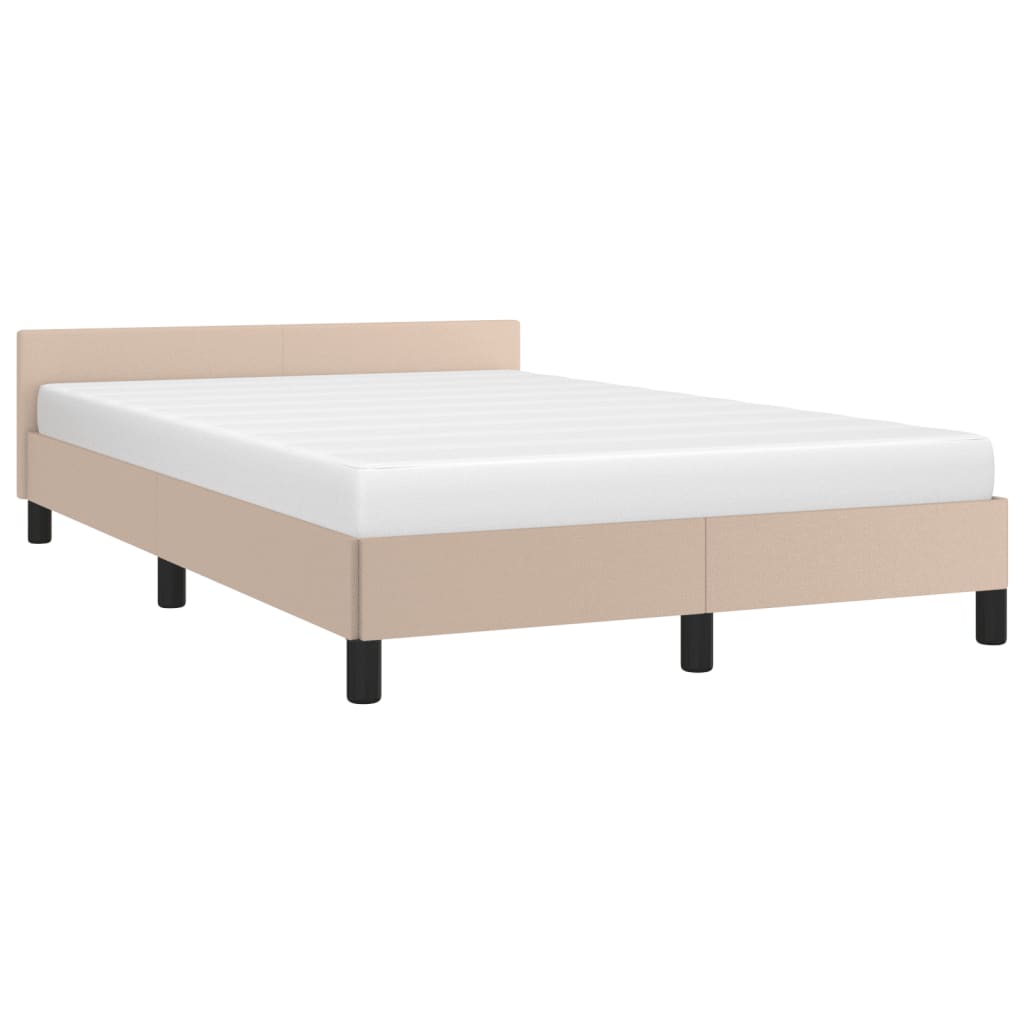 Estrutura de cama sem colchão 120x190cm couro artif. cappuccino
