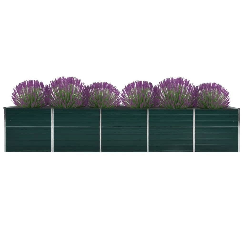Canteiro elevado de jardim 400x80x77cm aço galvanizado verde