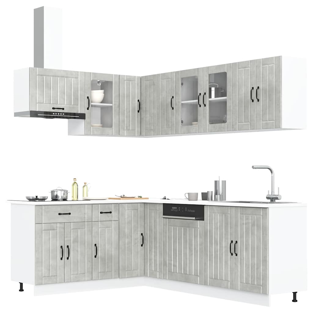11 Peças armário de cozinha conjunto lucca concreto cinza