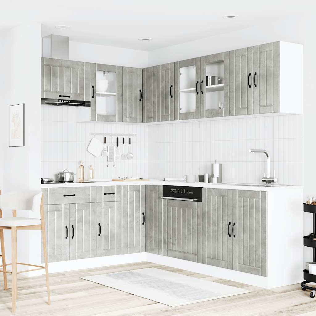 11 Peças armário de cozinha conjunto lucca concreto cinza