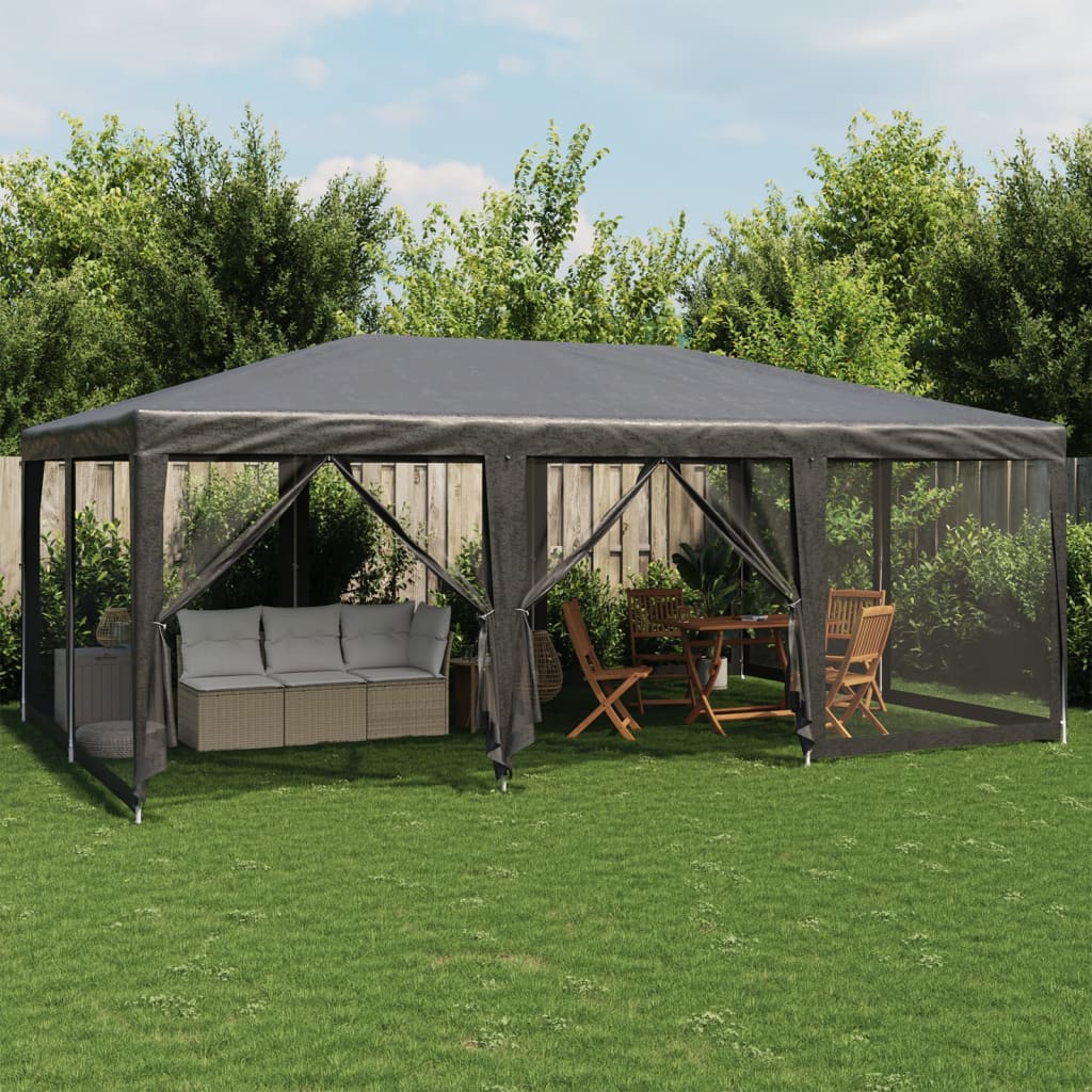 Tenda p/ festas 10 paredes laterais malha 6x4 m pead antracite