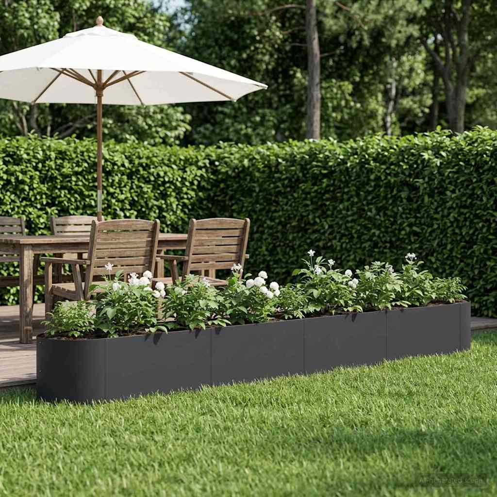 Cama de jardim elevada preto 380 x 40 x 40 cm aço
