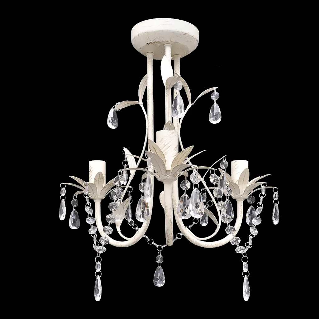 Candelabro com cristais pendente elegante em branco