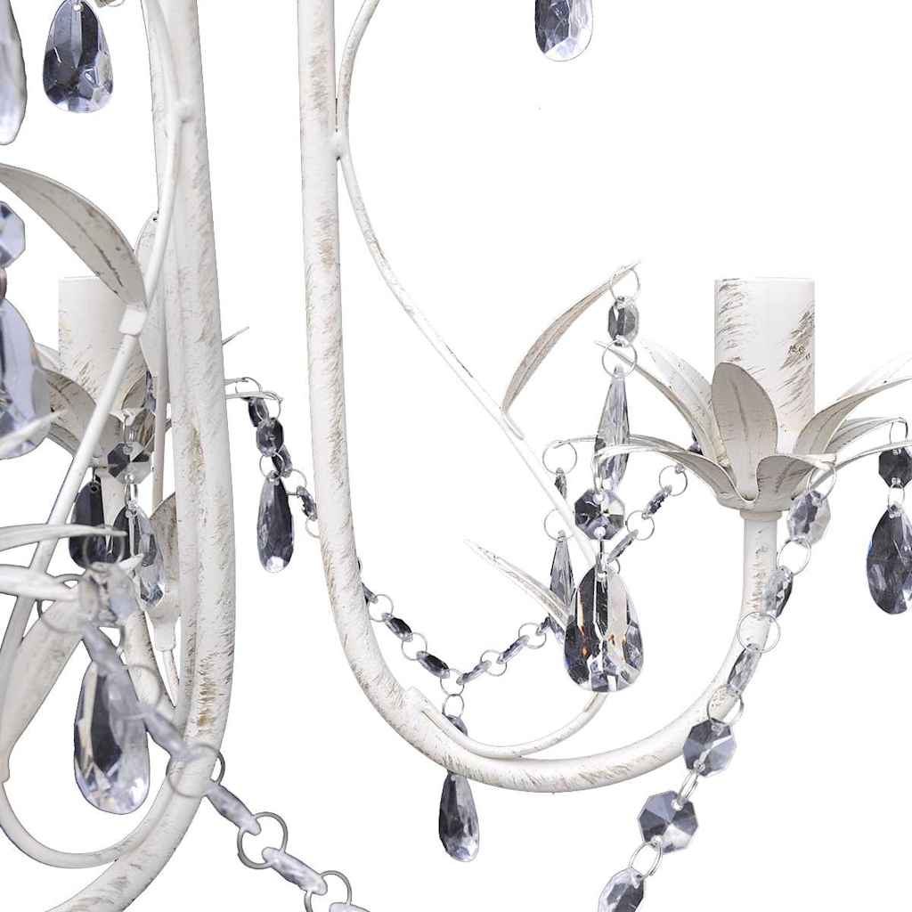 Candelabro com cristais pendente elegante em branco