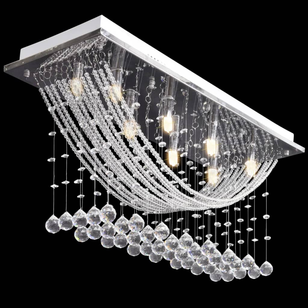 Lâmpada de teto + missangas cristal brilhantes, 8 x g9, 29 cm branco