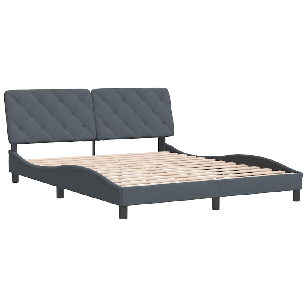 Estrutura de cama sem colchão 160x200 cm veludo cinzento-escuro