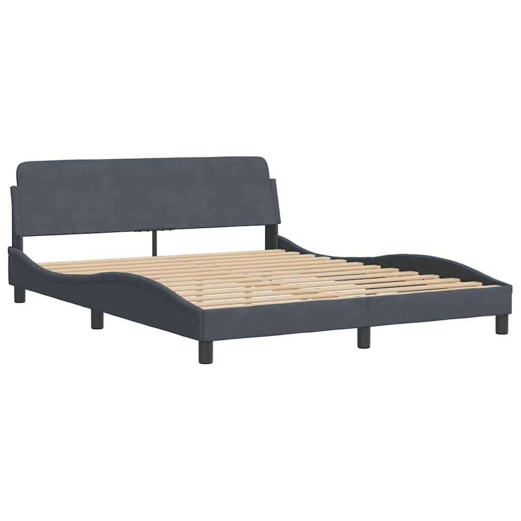 Estrutura de cama sem colchão 160x200 cm veludo cinzento-escuro