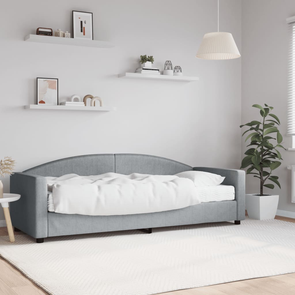 Sofá-cama com colchão 80x200 cm tecido cinzento-claro