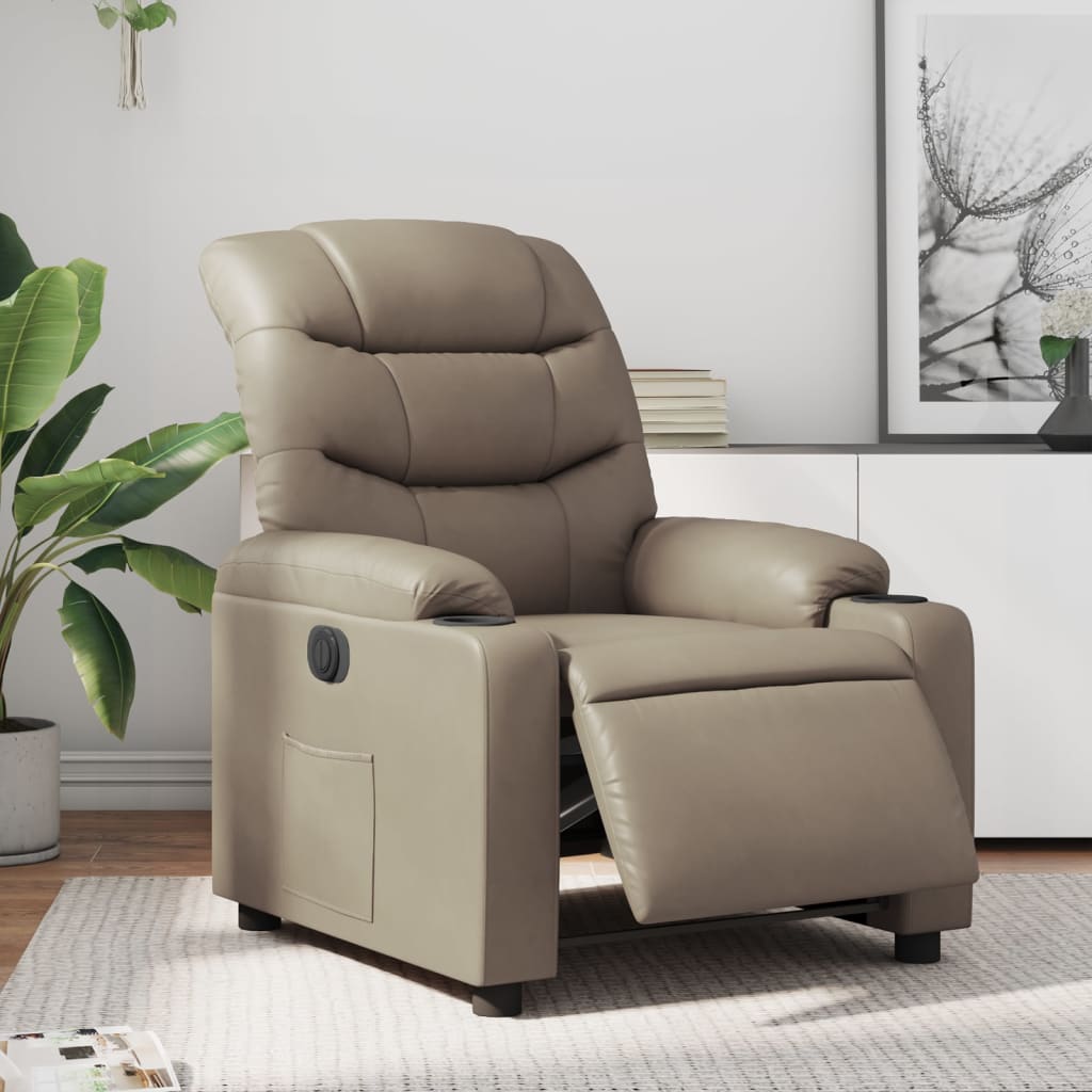 Poltrona reclinável elétrica couro artificial cor cappuccino