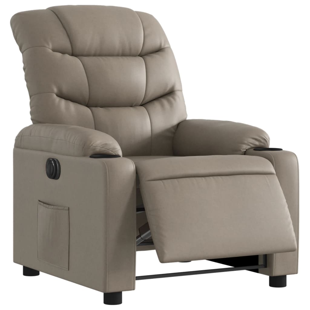Poltrona reclinável elétrica couro artificial cor cappuccino