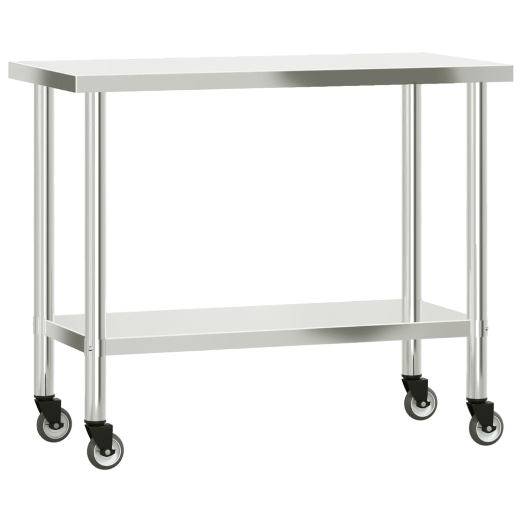 Mesa trabalho cozinha c/ prateleira 110x55x150cm aço inoxidável