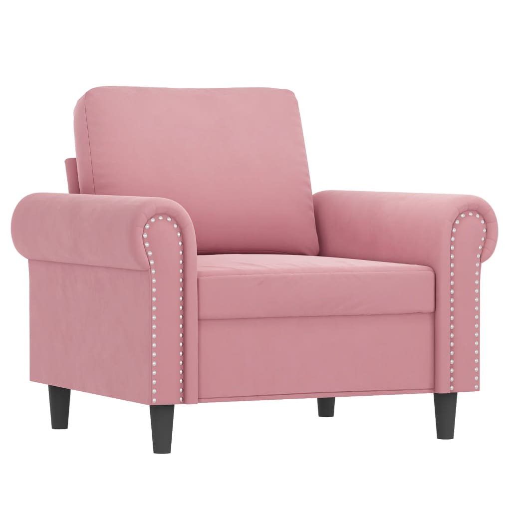 3 Pcs conjunto de sofás com almofadões veludo rosa