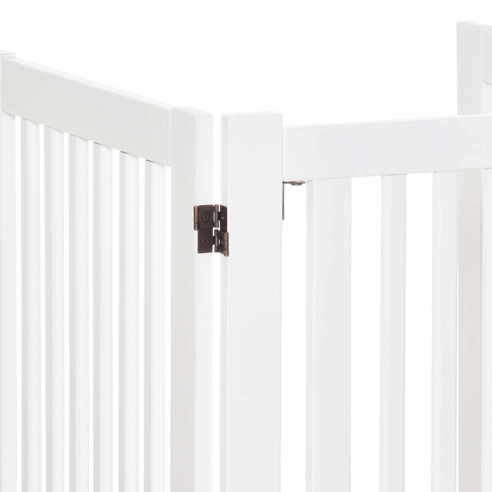Barreira para Cães de Madeira Barreira para Animais de Estimação Dobrável de 3 Painéis com 1 Porta e Pés de Apoio 155x35,5x76 cm