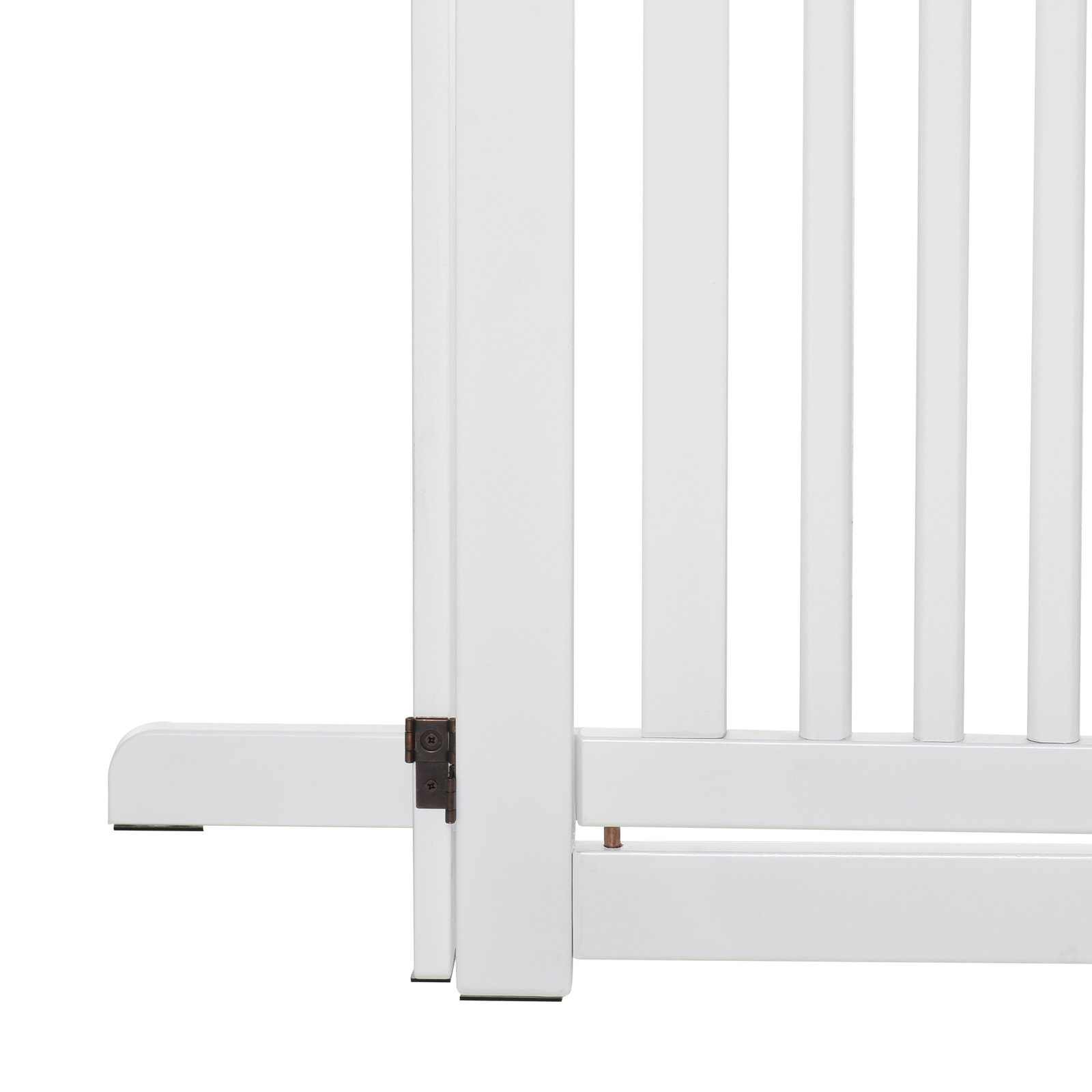 Barreira para Cães de Madeira Barreira para Animais de Estimação Dobrável de 3 Painéis com 1 Porta e Pés de Apoio 155x35,5x76 cm