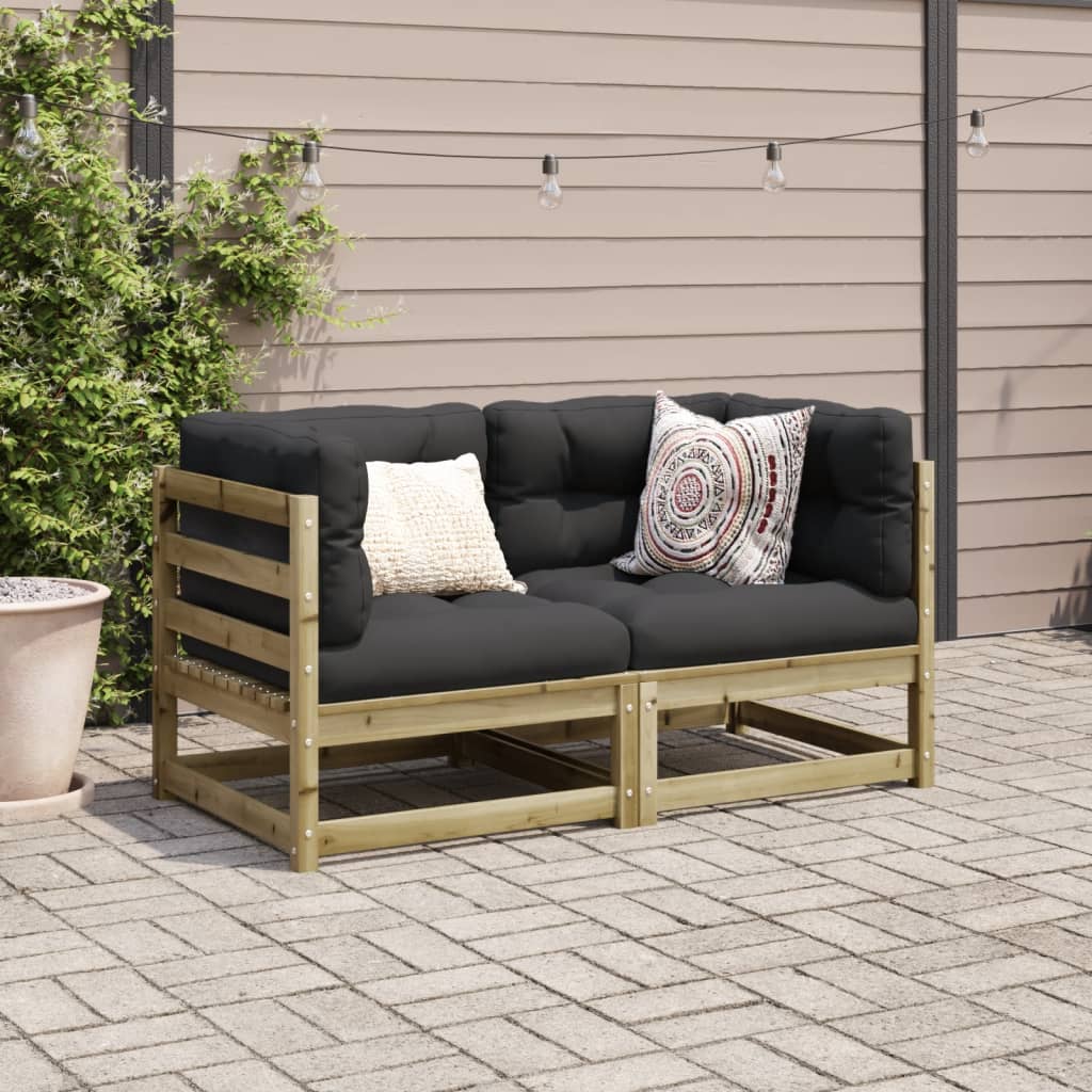 2 Pcs conjunto de sofás para jardim madeira de pinho impregnada