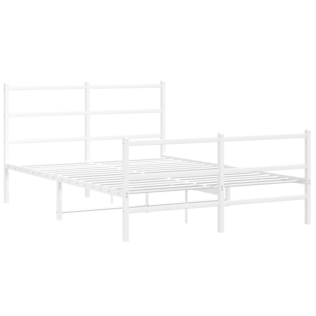 Estrutura de cama com cabeceira e pés 140x200 cm metal branco