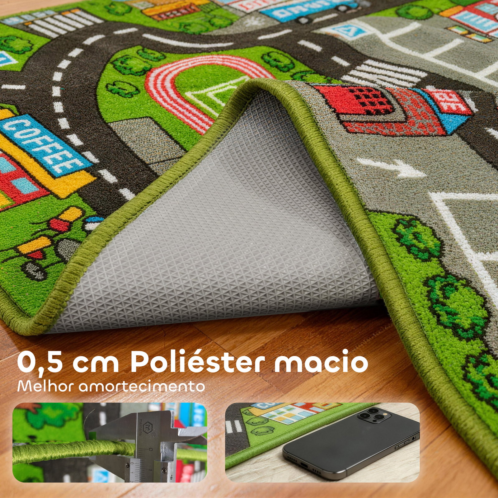 Tapete infantil estrada de cidade 200x150 cm tapete educativo antiderrapante para bebés multicor