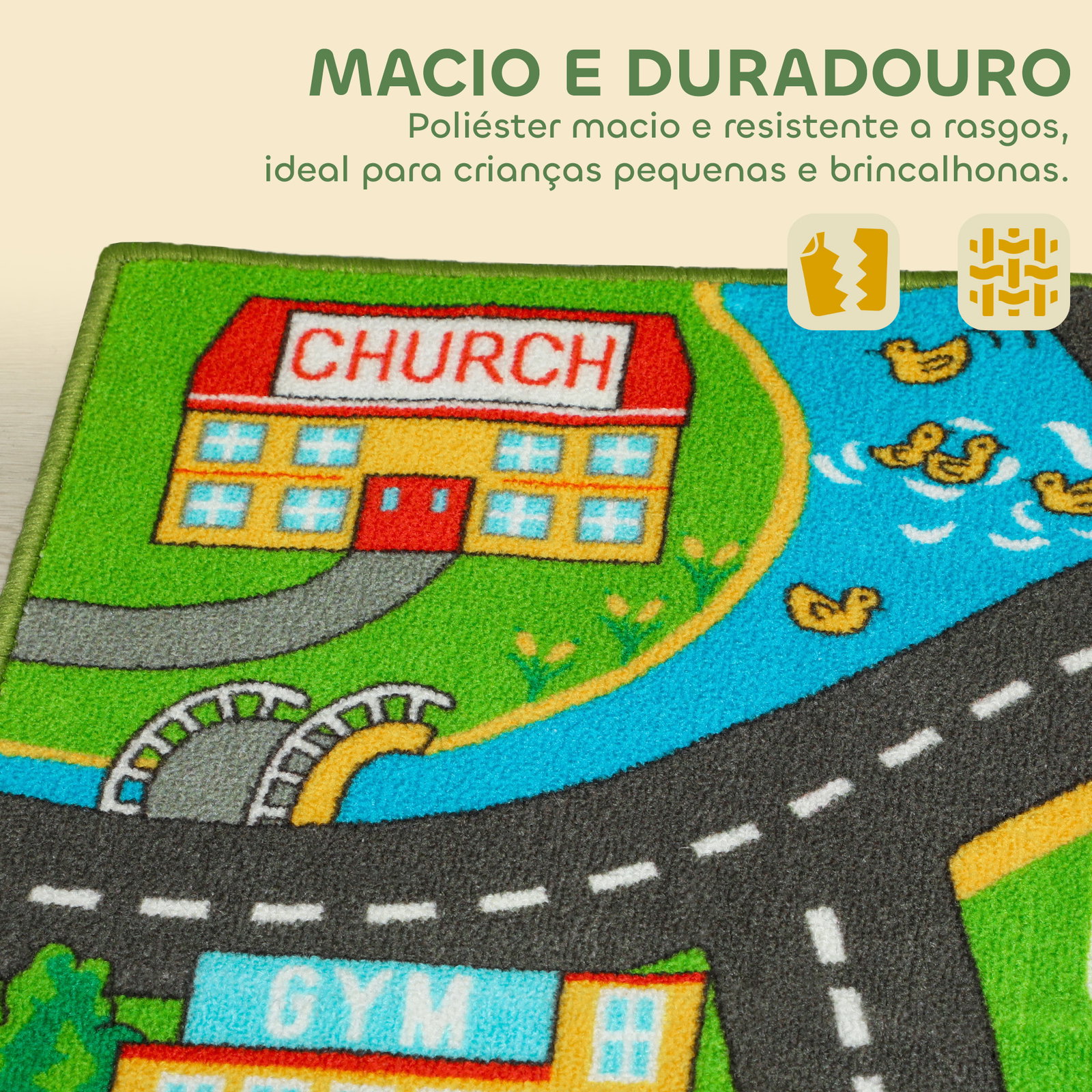 Tapete infantil estrada de cidade 200x150 cm tapete educativo antiderrapante para bebés multicor