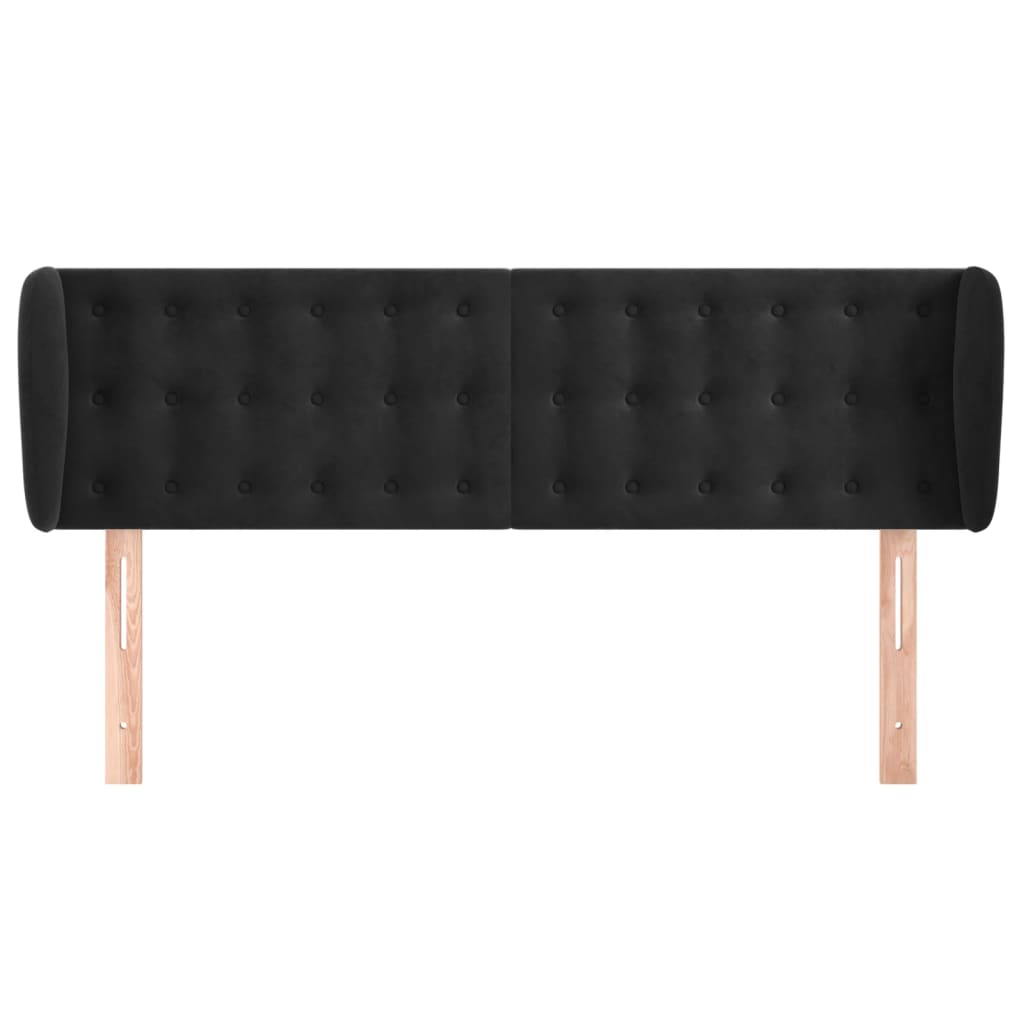 Cabeceira de cama c/ abas veludo 147x23x78/88 cm preto
