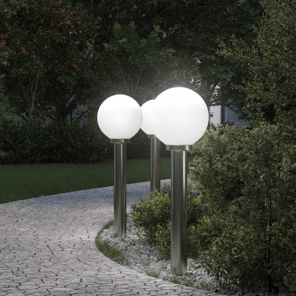 Luminárias de balizador, 3 peças, 80 cm, aço inoxidável, IP44