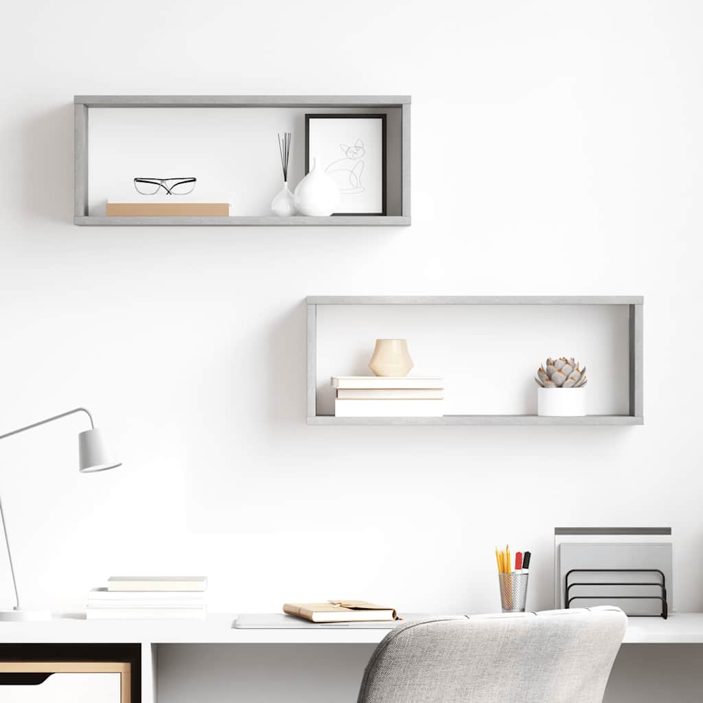 Prateleiras parede forma de cubo 2pcs 60x15x23 cm cinza cimento