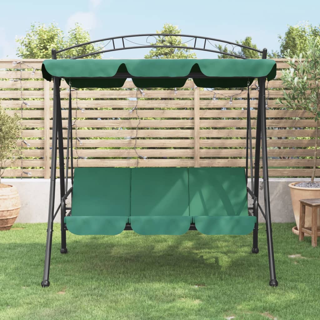 Banco de baloiço para jardim com toldo 198 cm tecido/aço verde