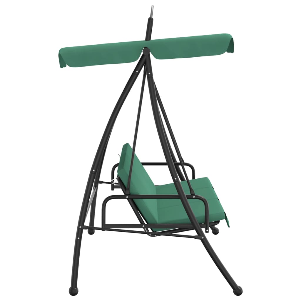 Banco de baloiço para jardim com toldo 198 cm tecido/aço verde