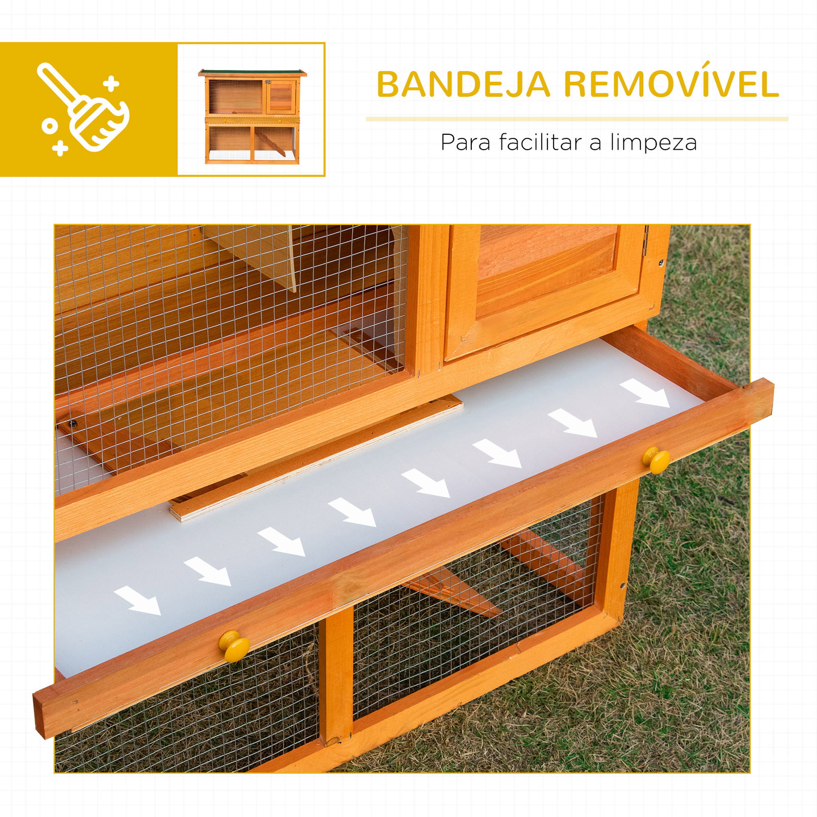 Coelheira de exterior de madeira para animais pequenos 2 níveis com rampa teto asfáltico e porta com trava 90x45x80 cm madeira e verde