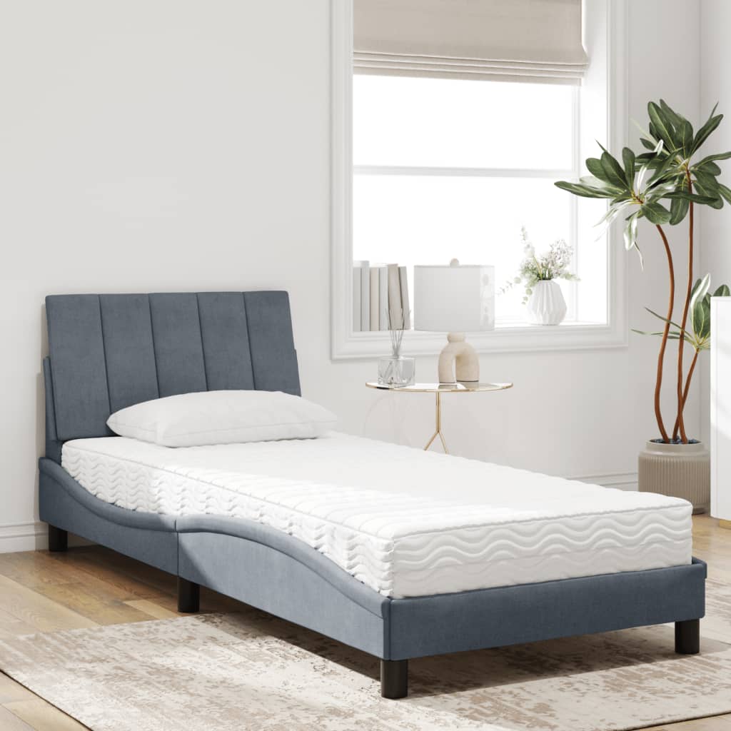 Cama com colchão hanko 80x200 cm veludo cinzento-escuro