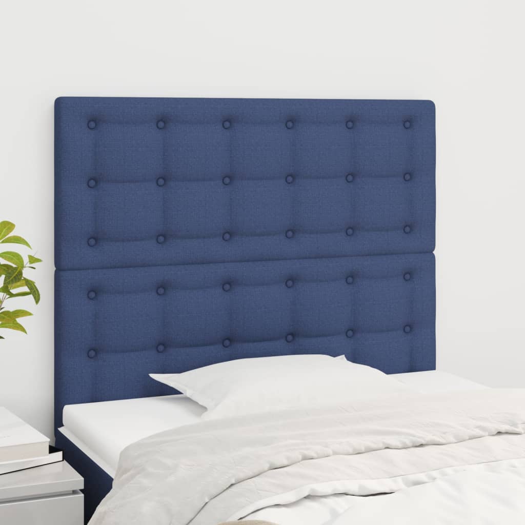 Cabeceira azul 100x5x118/128 cm tecido