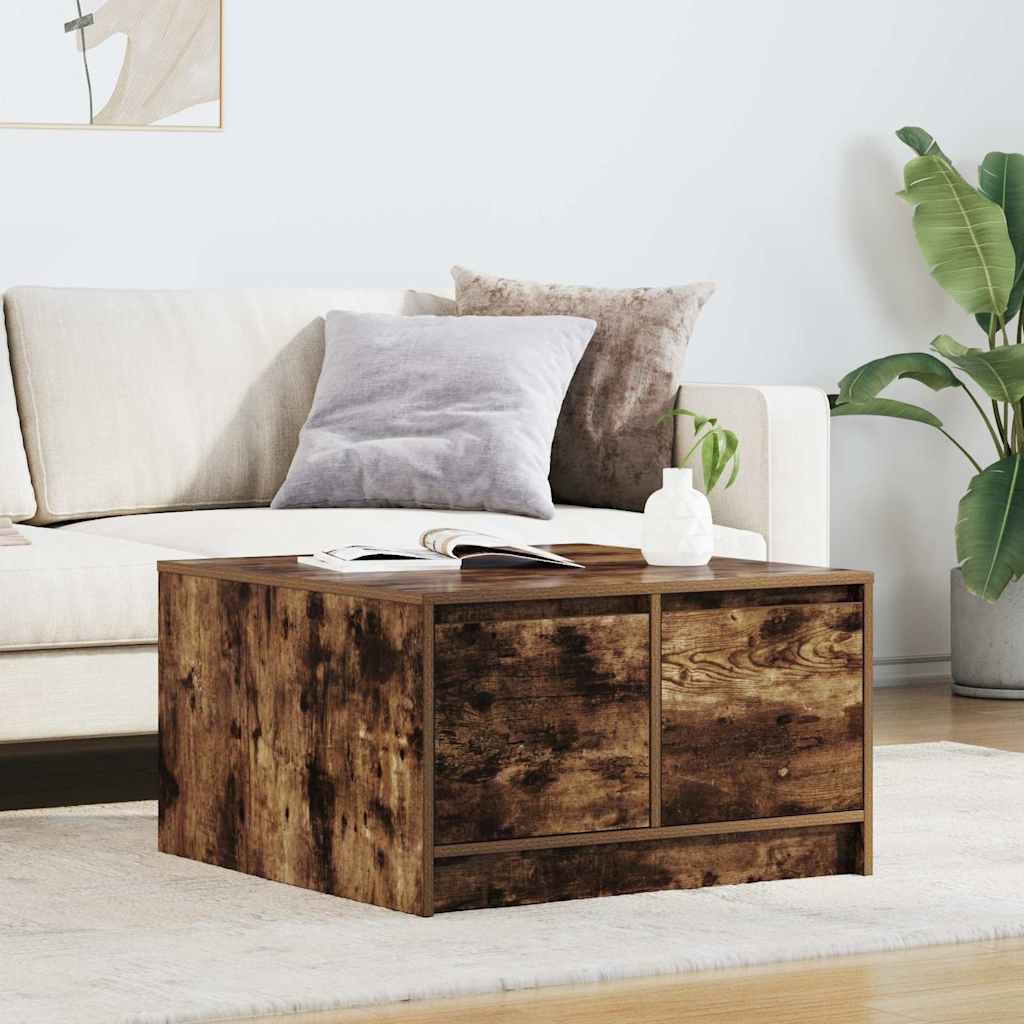 Mesa de centro com gavetas 70,5x70x40 cm carvalho fumado