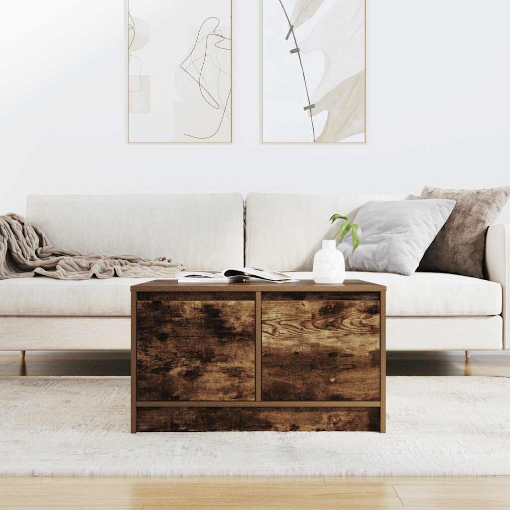 Mesa de centro com gavetas 70,5x70x40 cm carvalho fumado