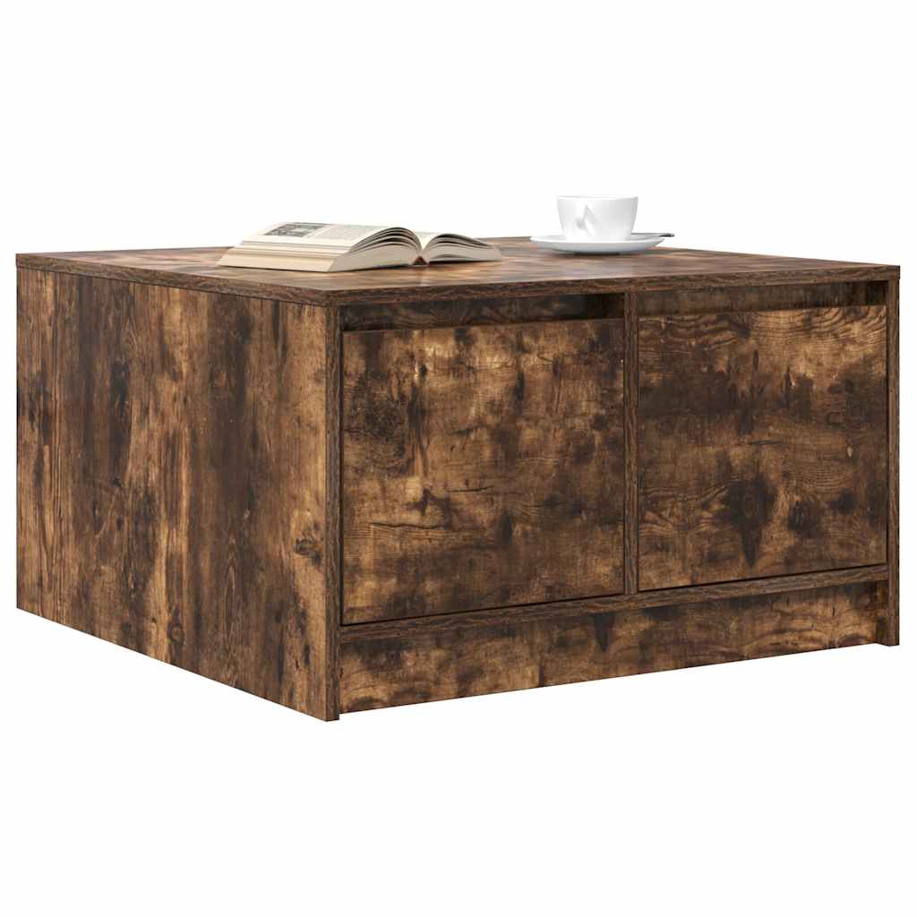 Mesa de centro com gavetas 70,5x70x40 cm carvalho fumado