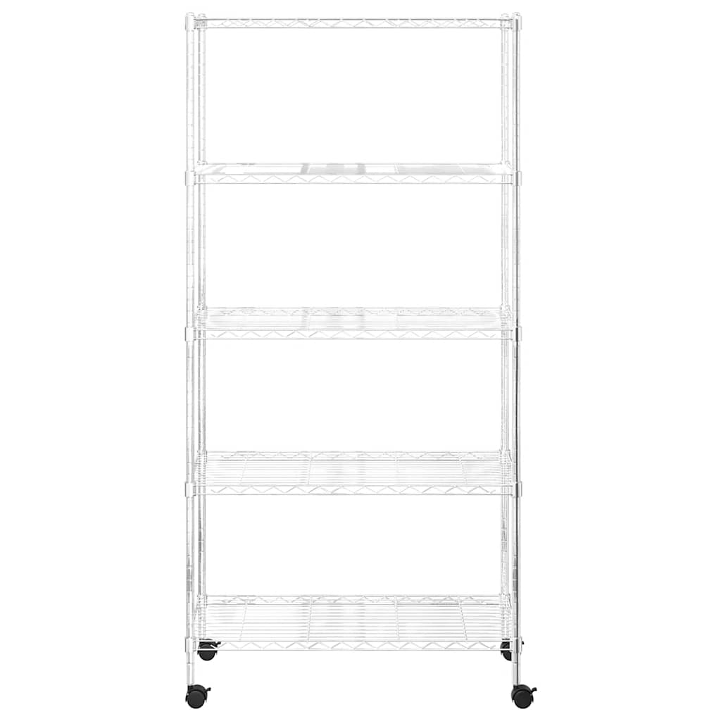 Unidade de 5 prateleiras com rodas 75x35x155 cm 250 kg cromado