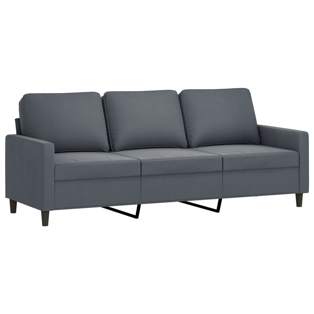 2 Pcs conjunto de sofás com almofadões veludo cinzento-escuro