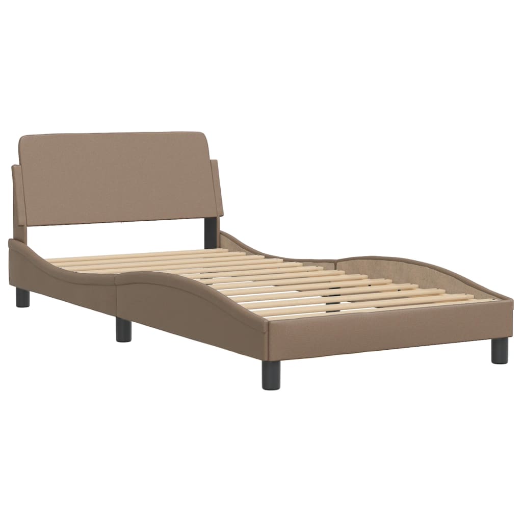 Cama com colchão hvar 100x200 cm couro artificial cappuccino