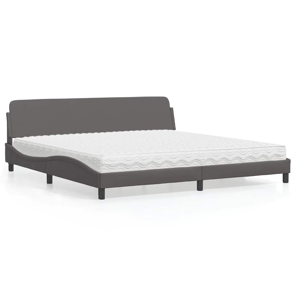 Cama com colchão dover 200x200 cm couro artificial cinzento
