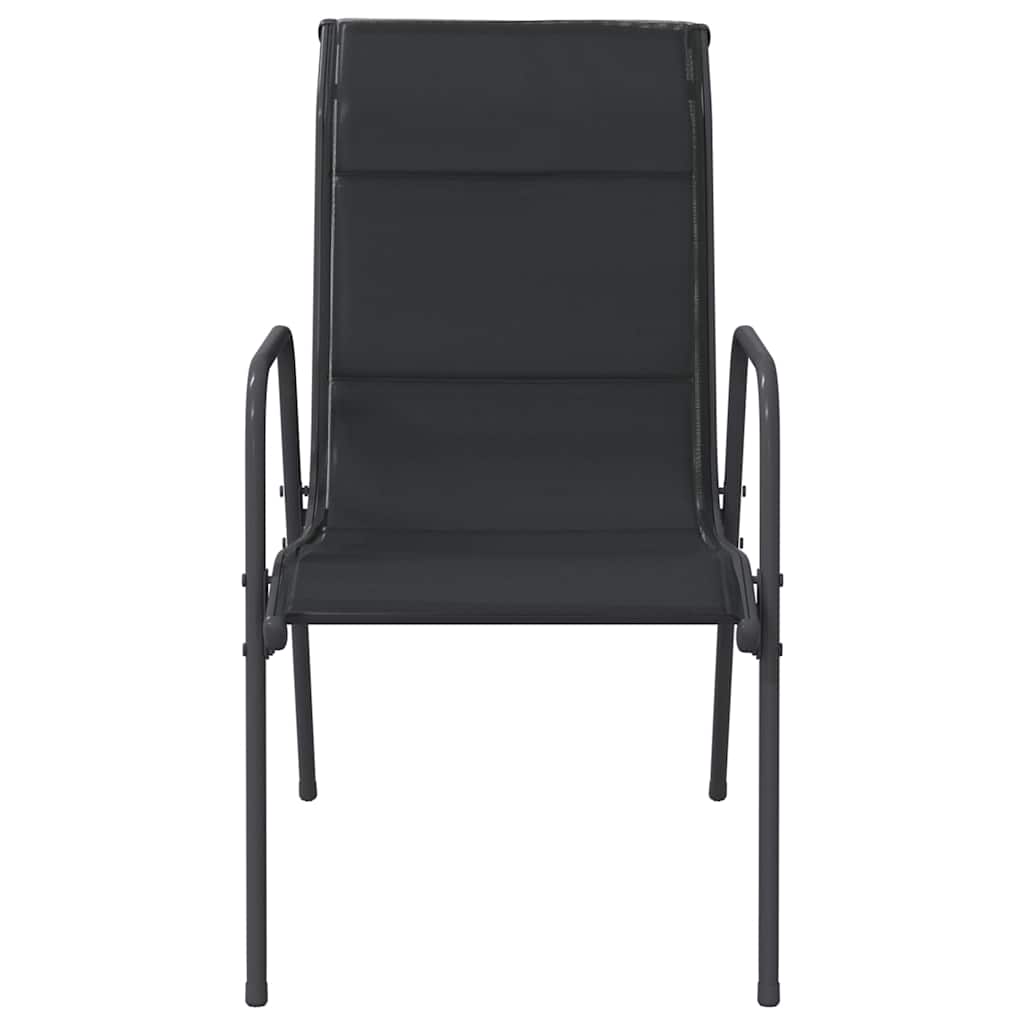 Cadeiras de jardim 2 pcs aço e textilene preto