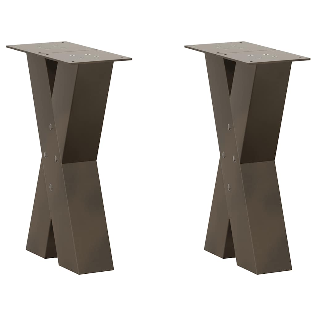 Pés para mesa de centro em formato de x, 2 peças, aço natural, 38 x (42-43) cm, aço