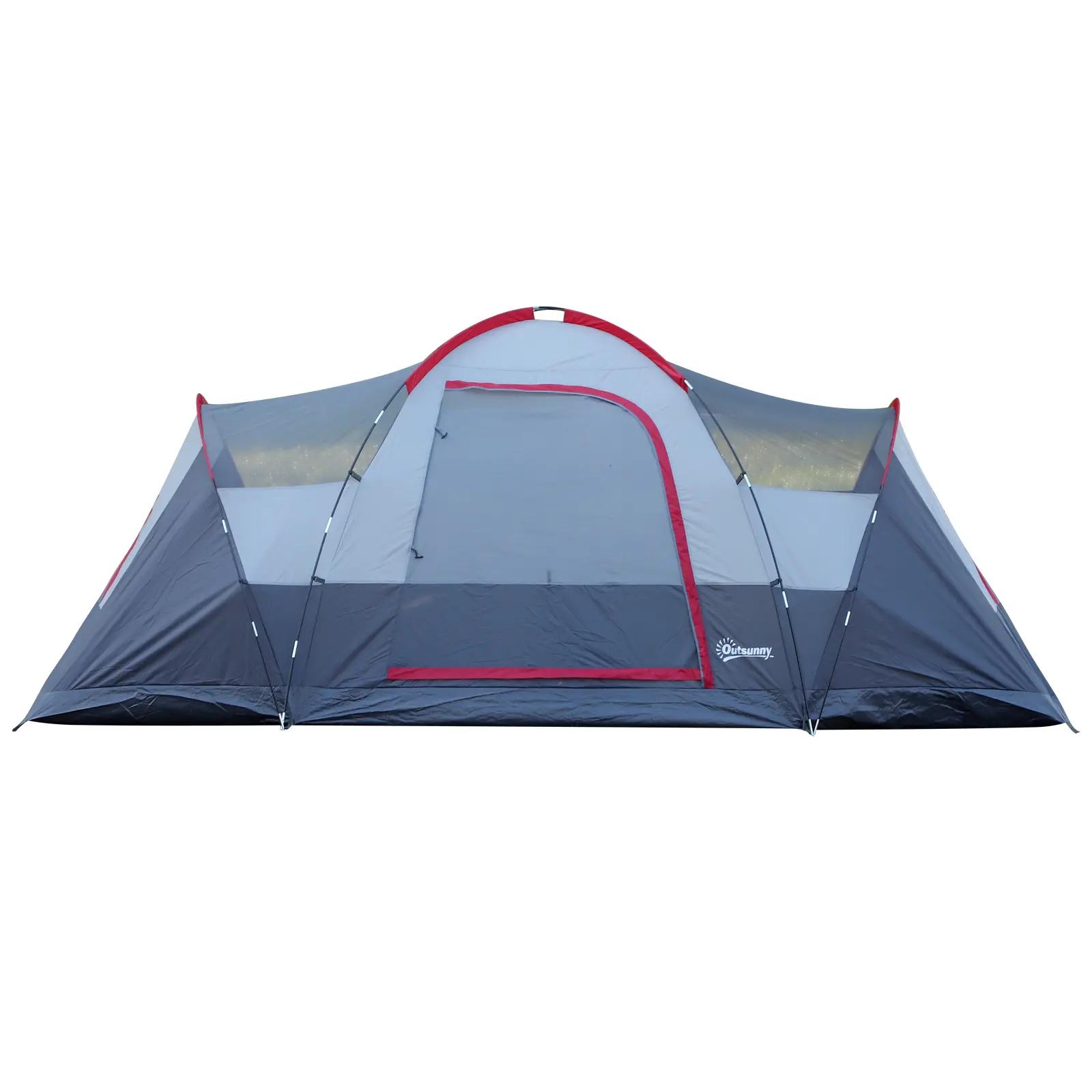 Tenda de Campismo para 4-5 Pessoas Impermeável 3000mm+ Anti UV com Bolsa de Transporte e Gancho para Luz 455x230x180cm Cinza