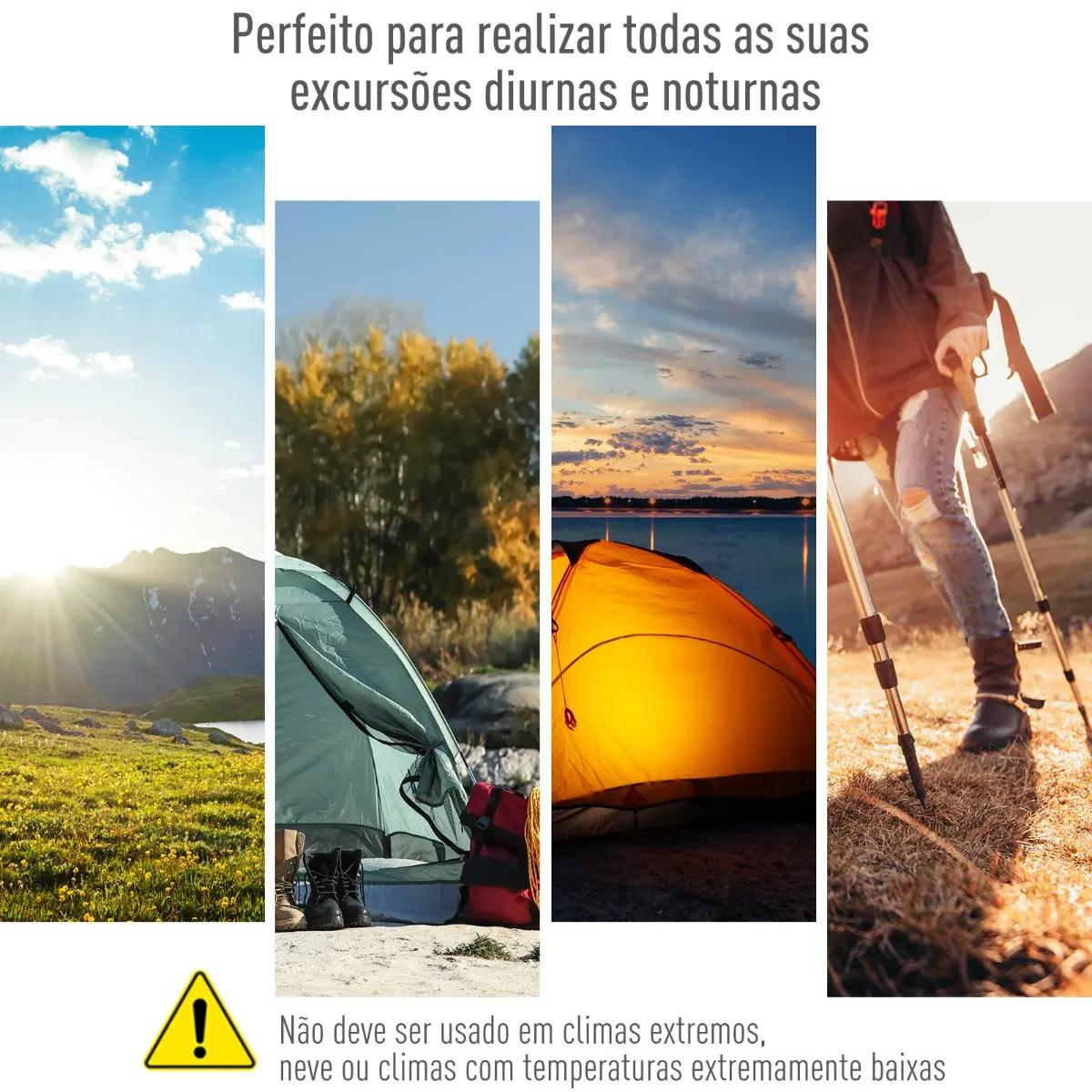 Tenda de Campismo para 4-5 Pessoas Impermeável 3000mm+ Anti UV com Bolsa de Transporte e Gancho para Luz 455x230x180cm Cinza