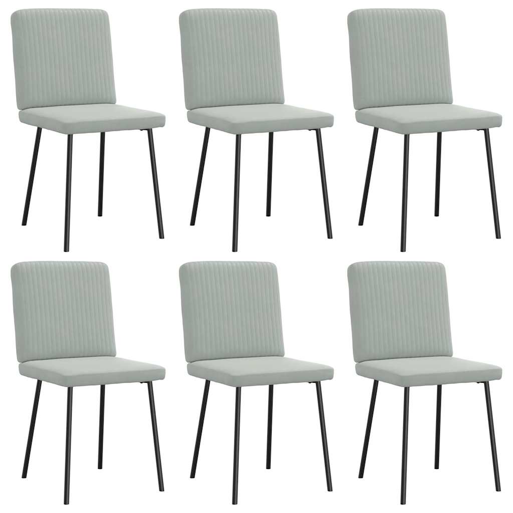 Cadeiras de jantar 6 pcs veludo cinzento-claro