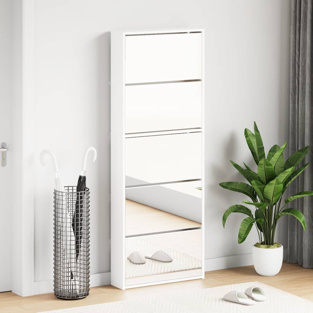 Sapateira de 5 divisórias com espelho 63x17x169,5 cm branco
