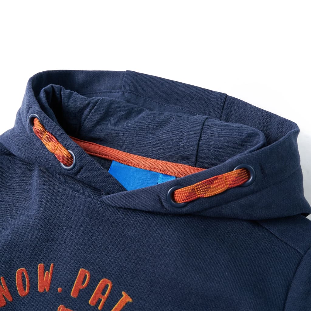 Sweatshirt para criança com capuz azul-marinho mesclado e laranja 104